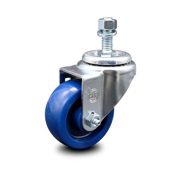 3.5 Inch Solid Polyurethane Wheel Swivel 1/2 Inch Threaded Stem Caster SCC